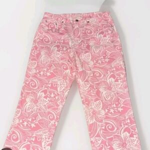 Jones New York Wide Leg Cropped Capri Pants Sz 14 Pink